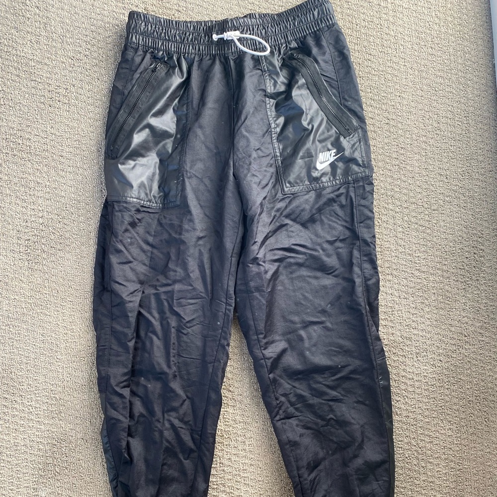black nike joggers- windbreaker material